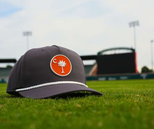 Circle Palmetto Rope Hat – Charcoal/Orange