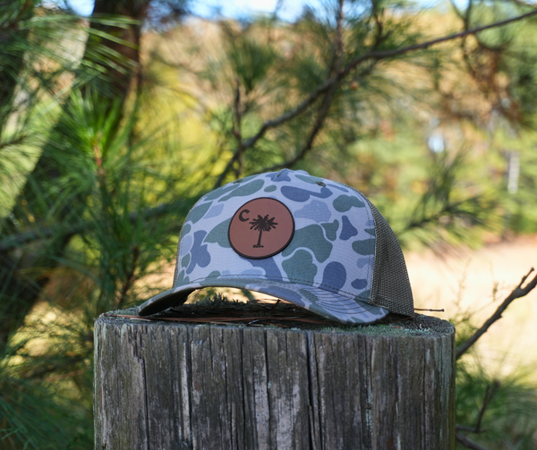 Marsh Duck Camo Palmetto Leather Patch Hat