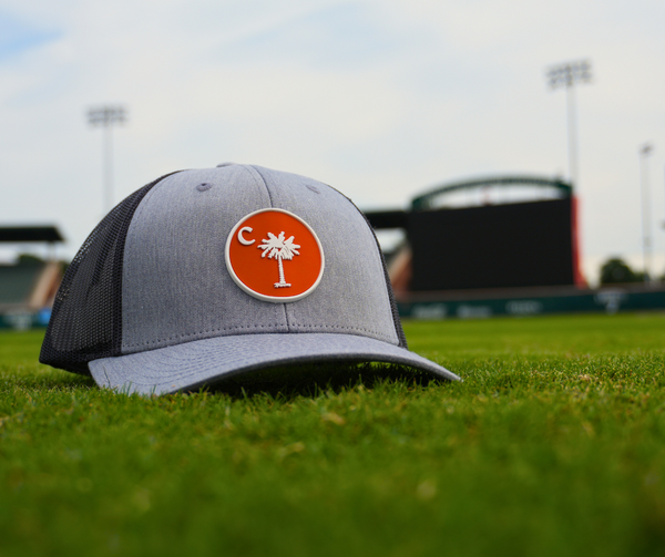 Circle Palmetto Trucker Hat – Heather Grey/Orange